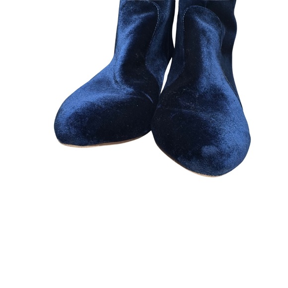 Restricted blue Velvet Ankle Booties lace up bow back 8 casual fall winter - Picture 5 of 10
